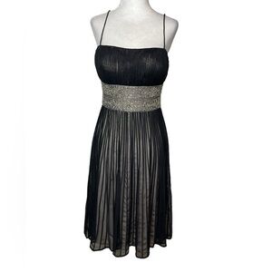 JS Collections Black Chiffon Cocktail Dress Beaded Waist | Size 6